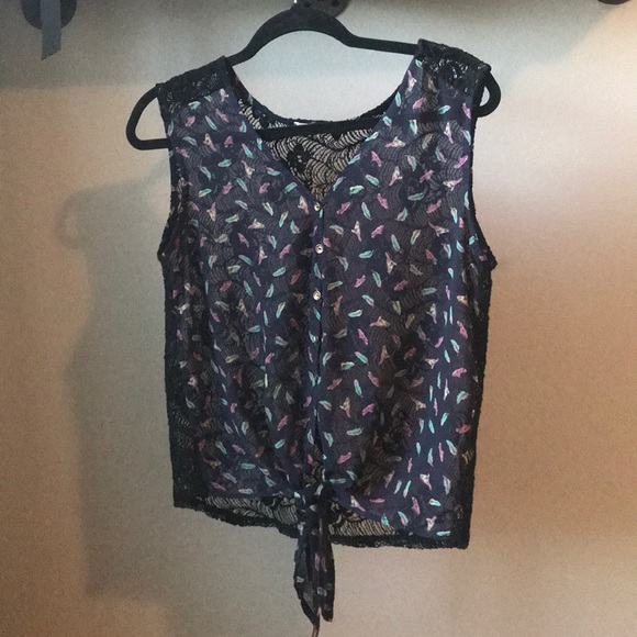 Sheer Tank with Unique Detail. Only worn once! - Picture 1 of 3